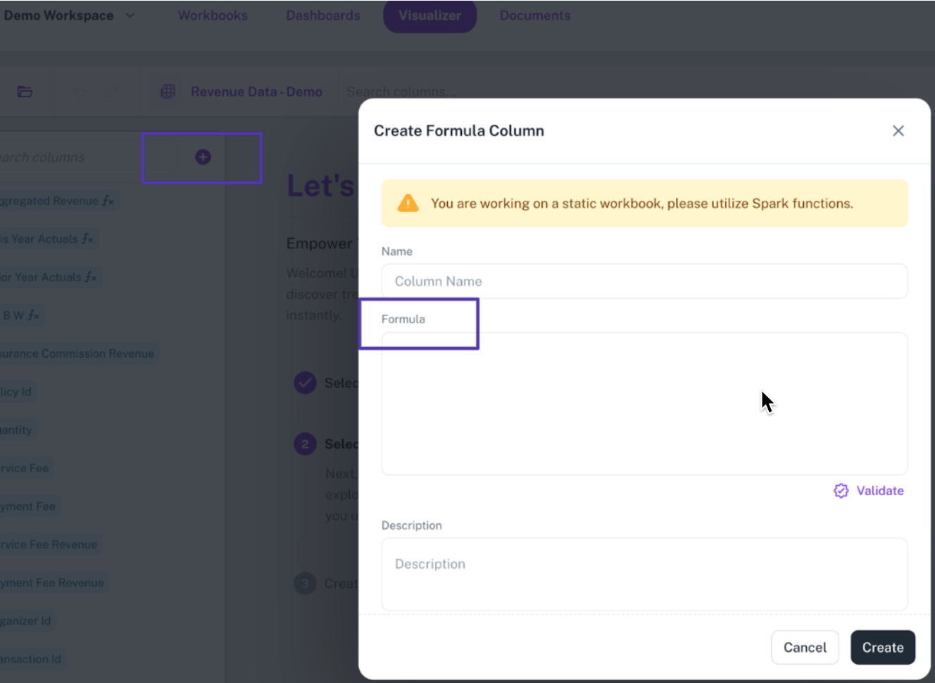 workbook and bi formula