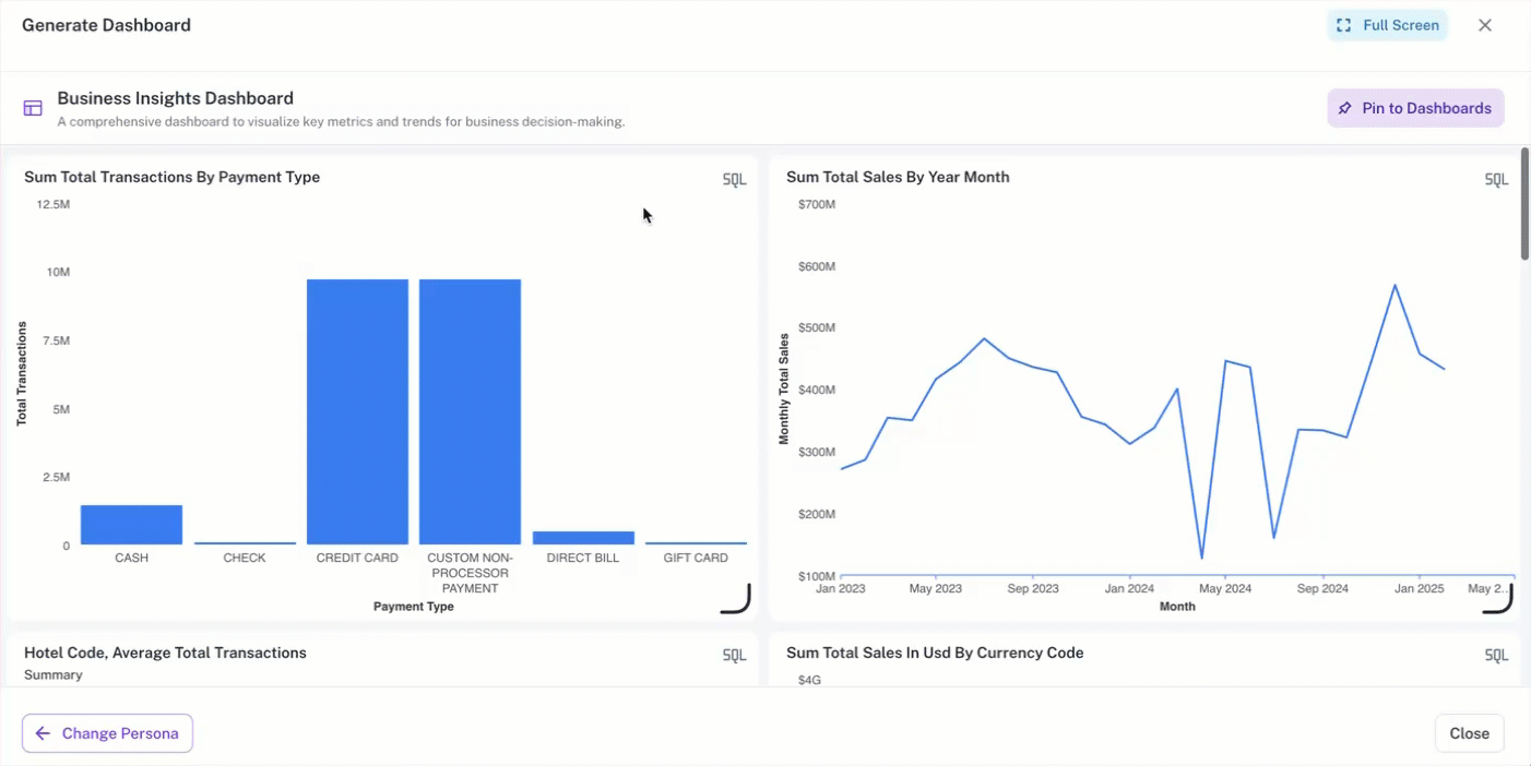 Generating dashboards with AI | DataGOL Documentation