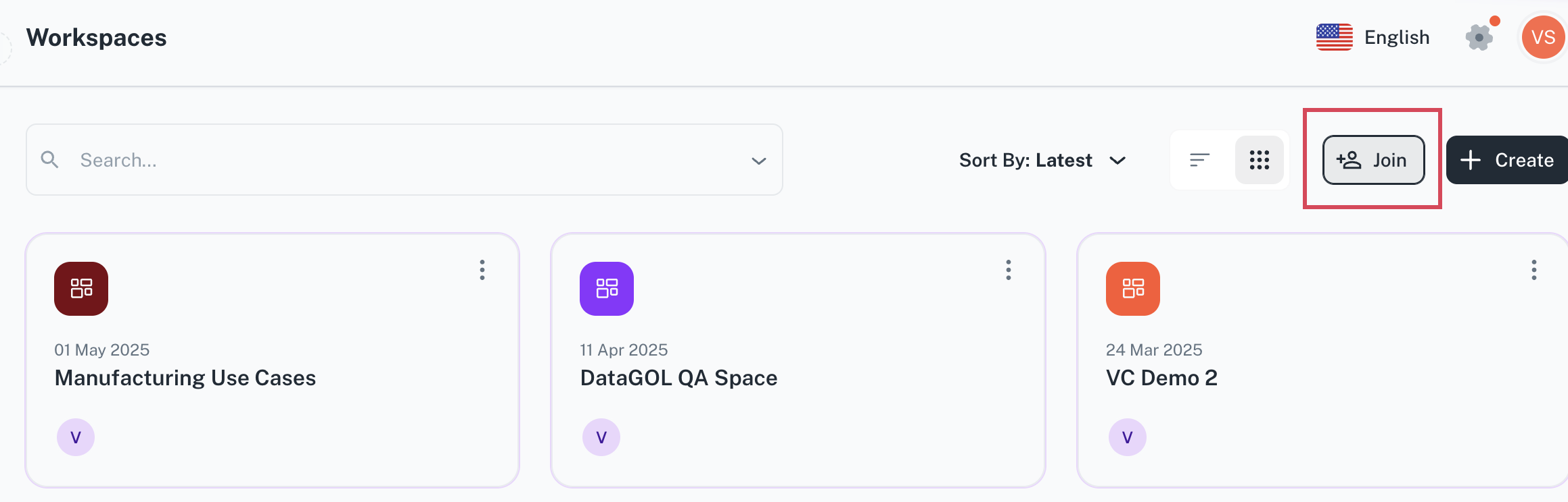 Join workspace button