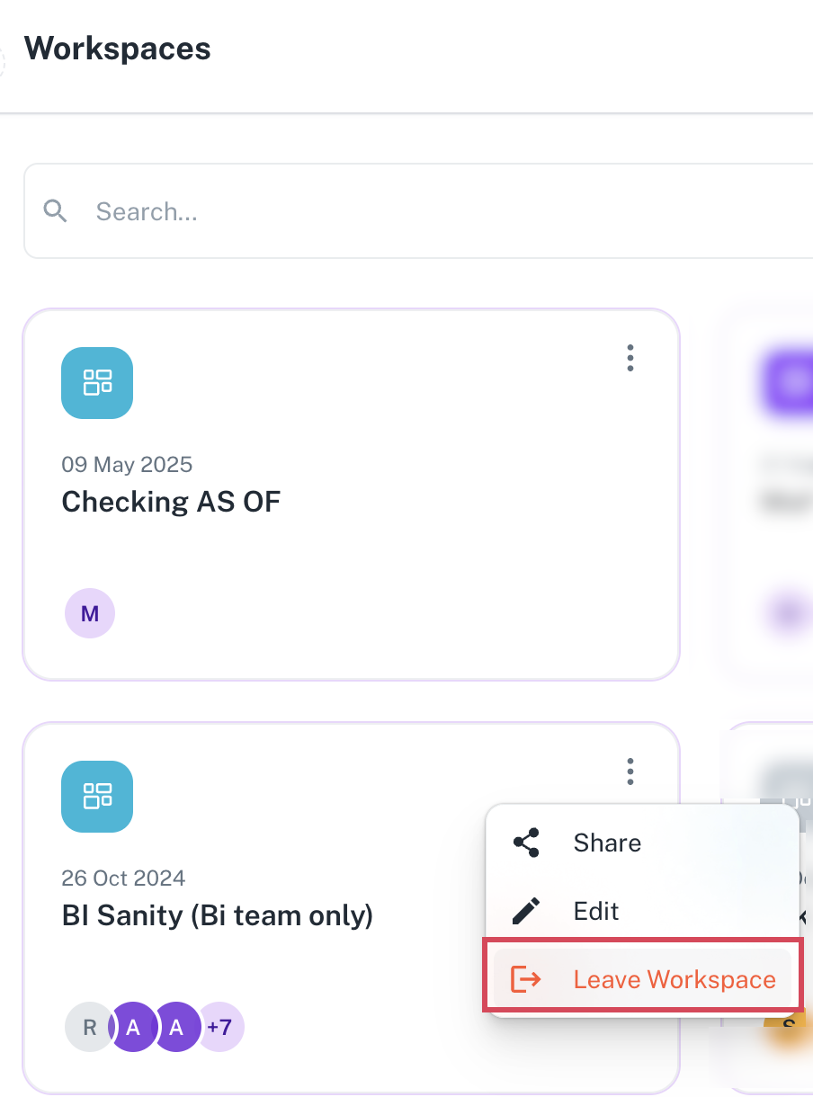 Leave Workspace option