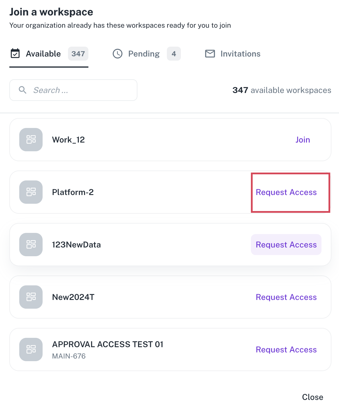 Request Access button