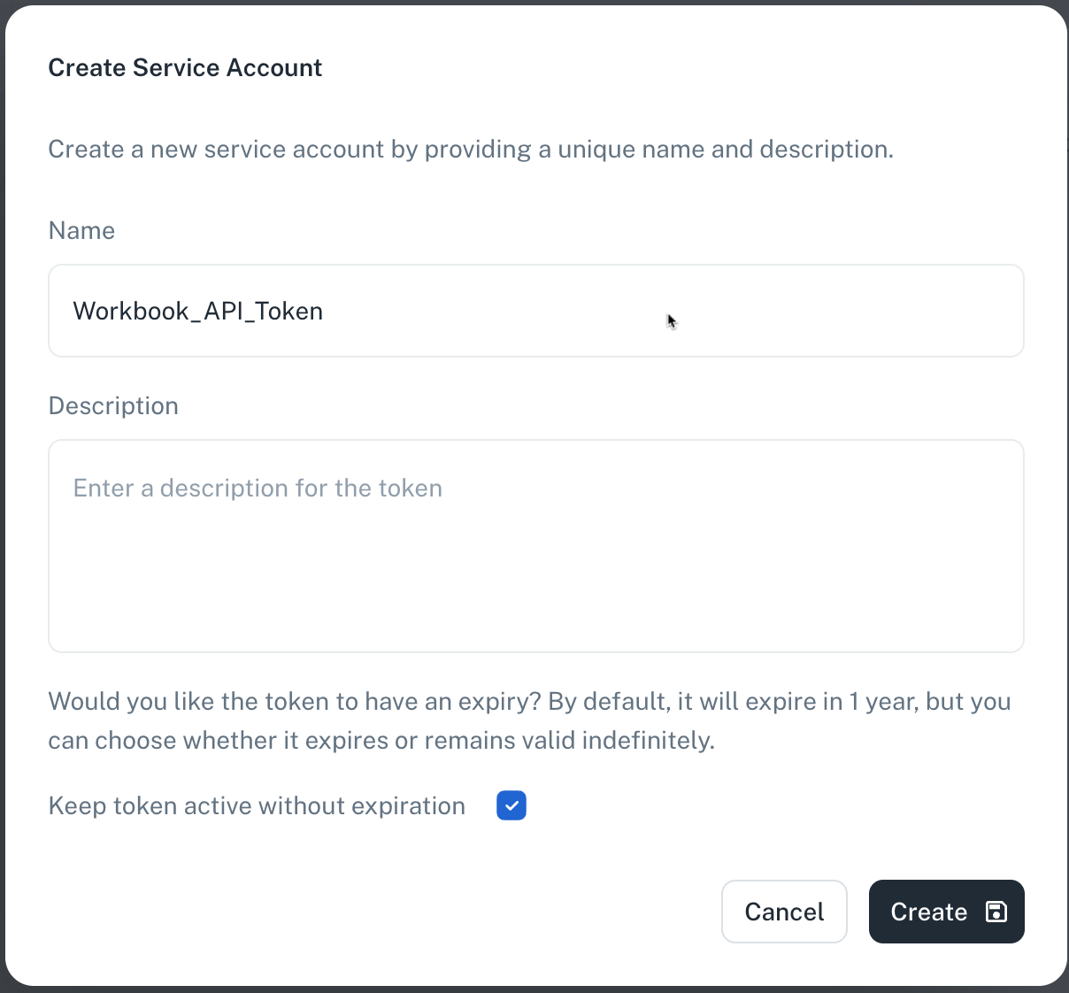 Service Account Tab