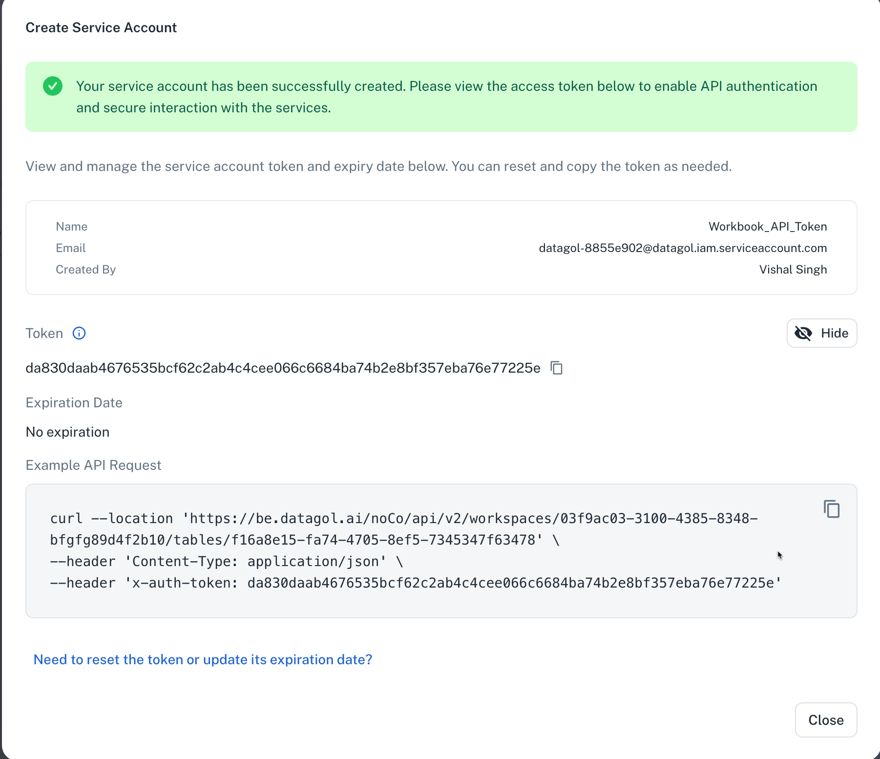 Service Account Form