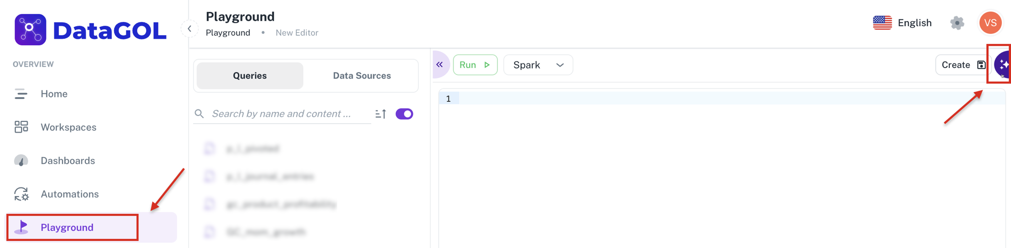 creating queries with AI assistance in playground1