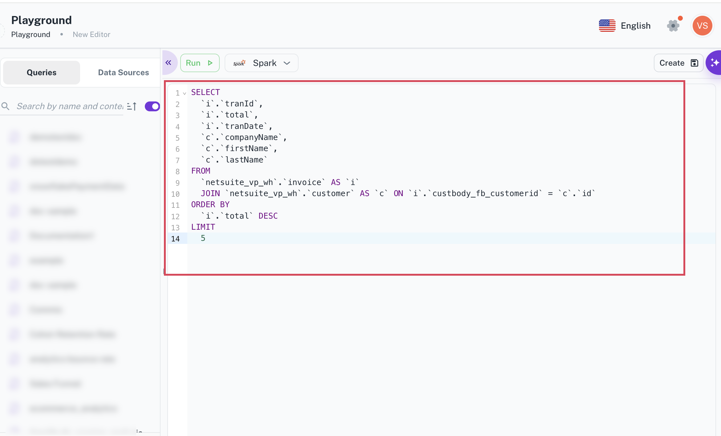 creating queries in playground