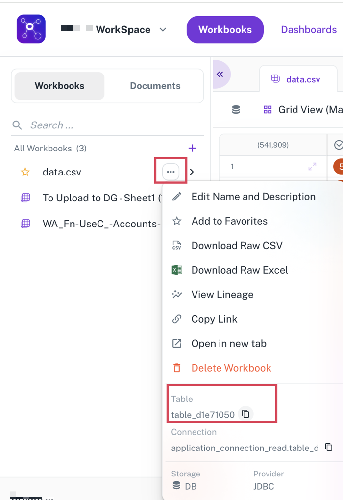 connecting external data to your workbook via playground