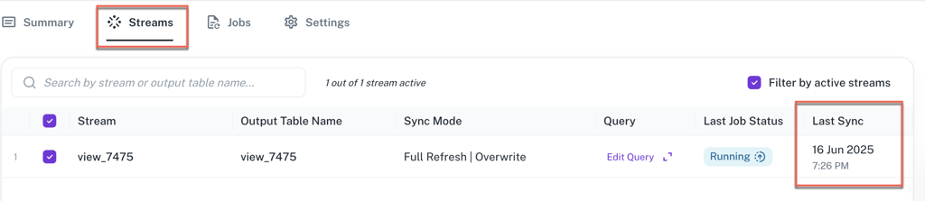 Last sync column