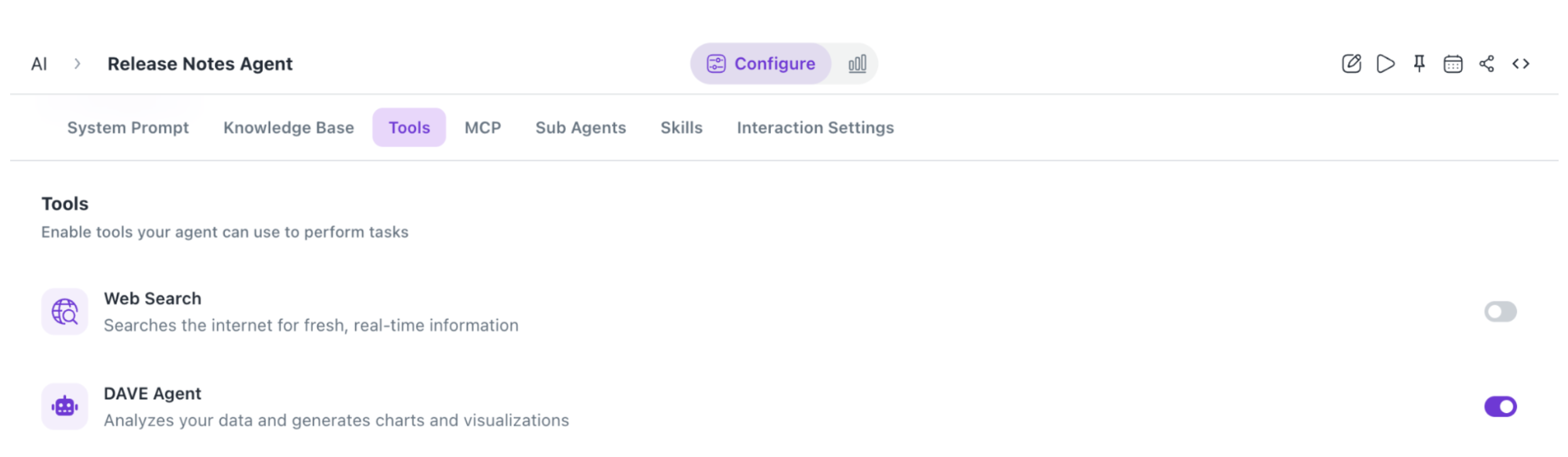 DAVE in Custom Agent