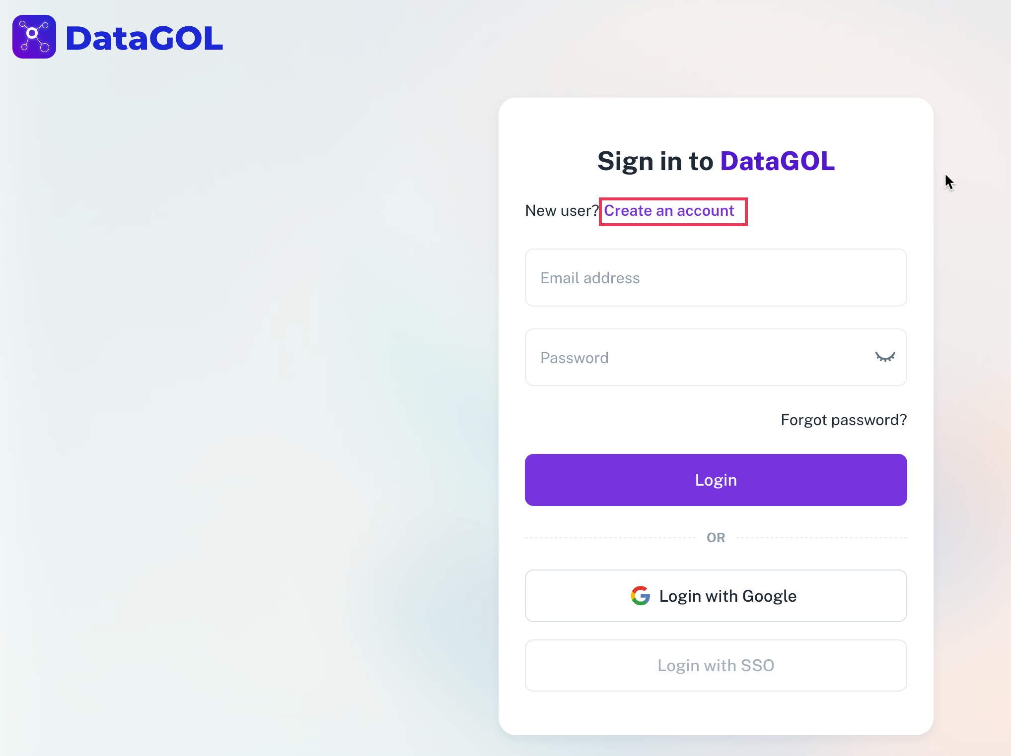 Create Account Option